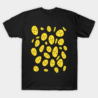 Distorted Sad Face Pattern T-Shirt